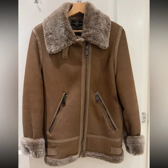 Luxurious Real Shearling Aviator Jacket - Picture 5 of 12
